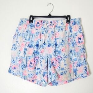 Lilly Pulitzer Men’s Sailboat Floral Swim Trunks in Blue, Pink, White